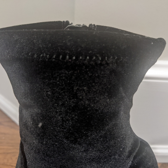 Esprit Black Velvet Chunky Heel Ankle Boots - Picture 10 of 10